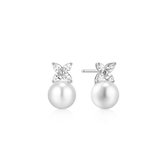 Pearl & Lucky Clover Stud Earrings