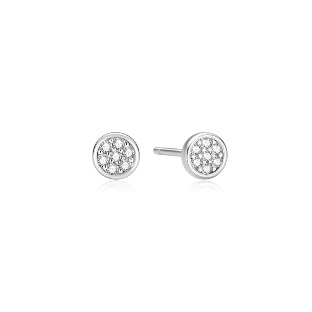 Pave Disc Stud Earrings
