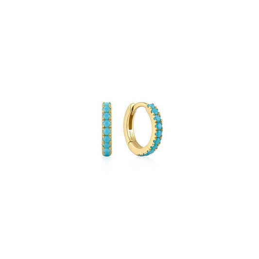 Aqua Blue Row Huggie Earrings