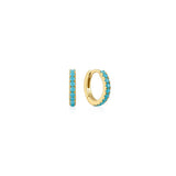 Aqua Blue Row Huggie Earrings