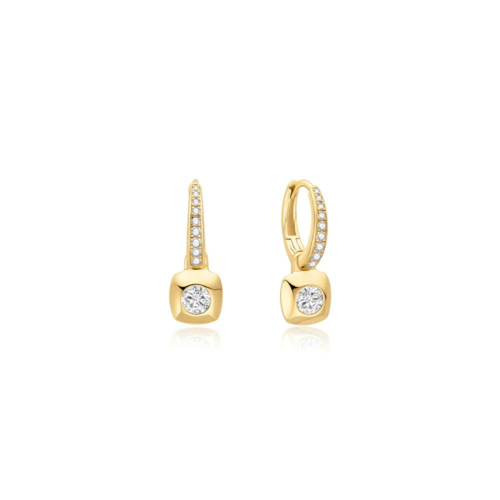 Modern Bezel Set Huggie Earrings