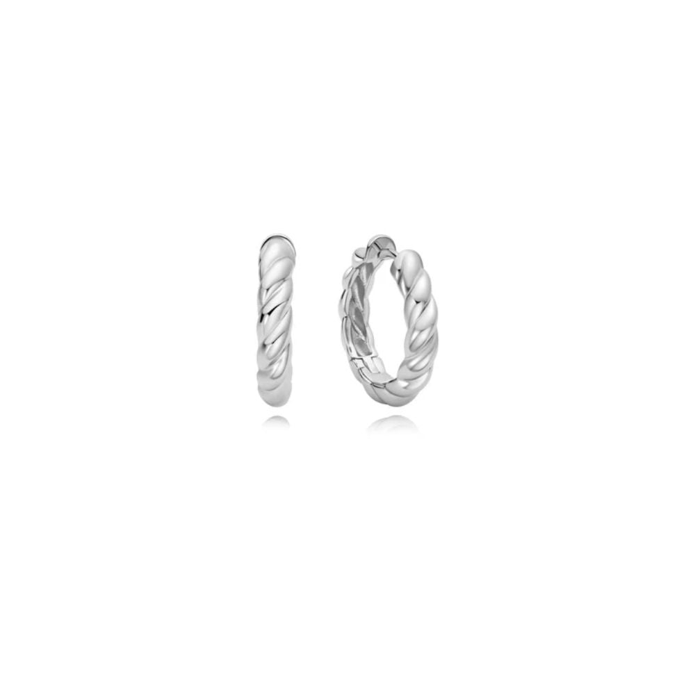 Silver Twisted Huggie Hoop