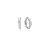 Silver Twisted Huggie Hoop