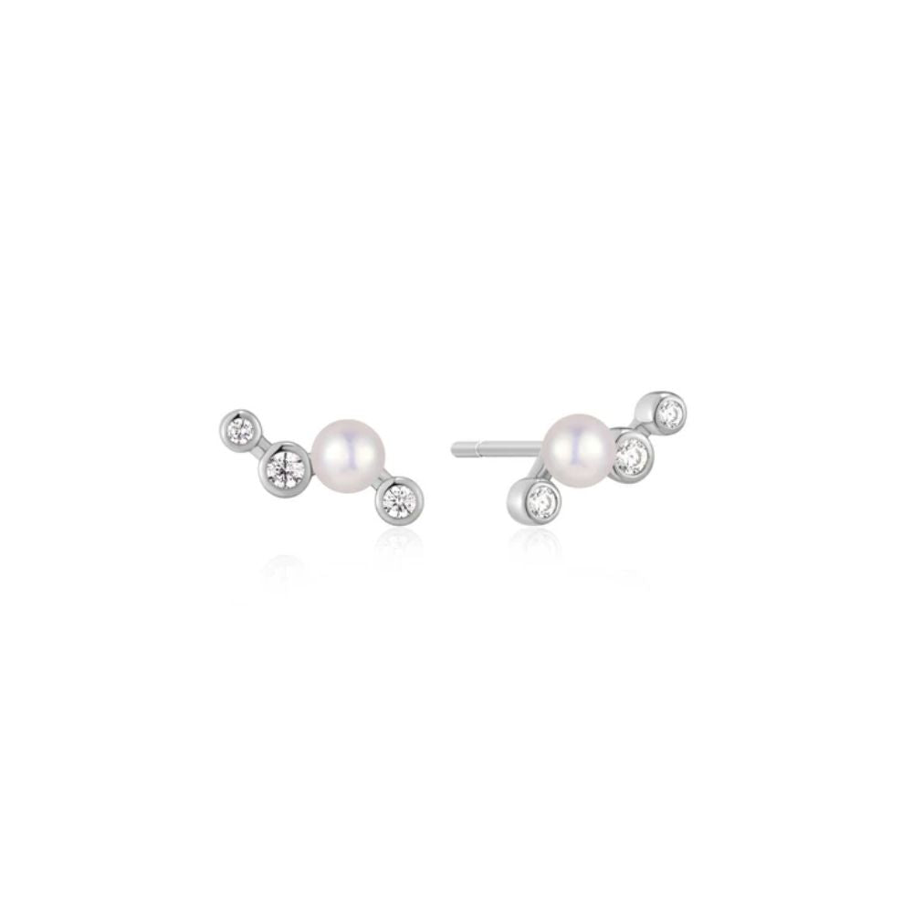 Zig-Zag Shell Pearl Stud Earrings