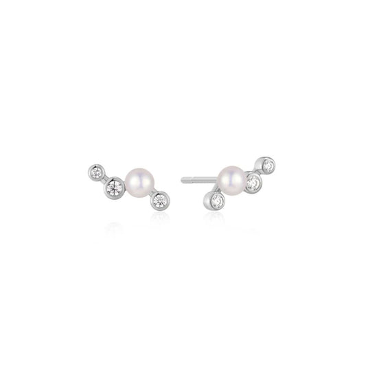 Zig-Zag Shell Pearl Stud Earrings
