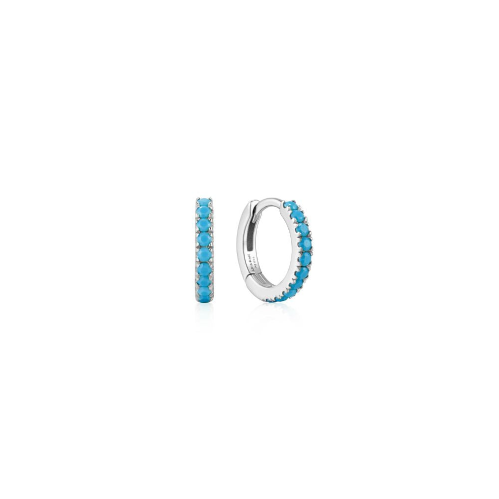 Aqua Blue Row Huggie Earrings