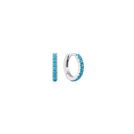 Aqua Blue Row Huggie Earrings