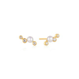 Zig-Zag Shell Pearl Stud Earrings