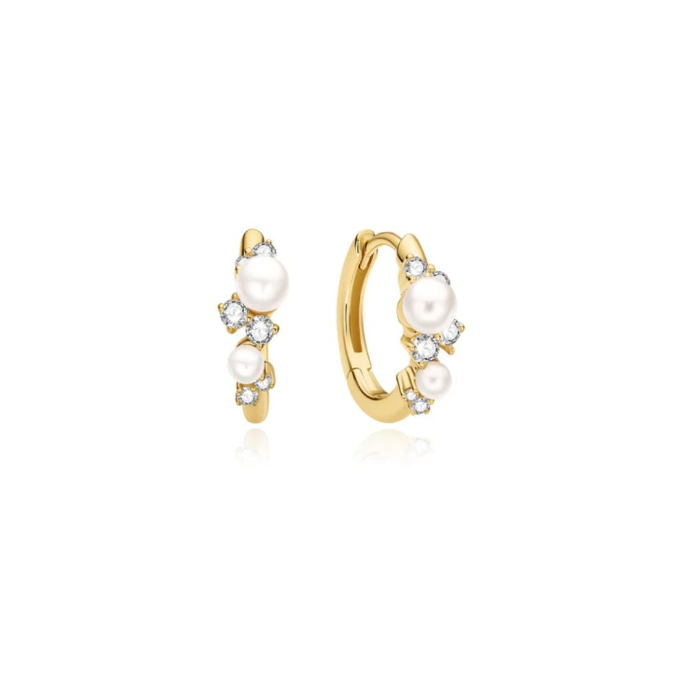 Shell Pearl Cluster Huggie Earrings
