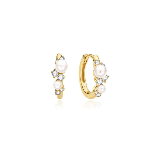Shell Pearl Cluster Huggie Earrings
