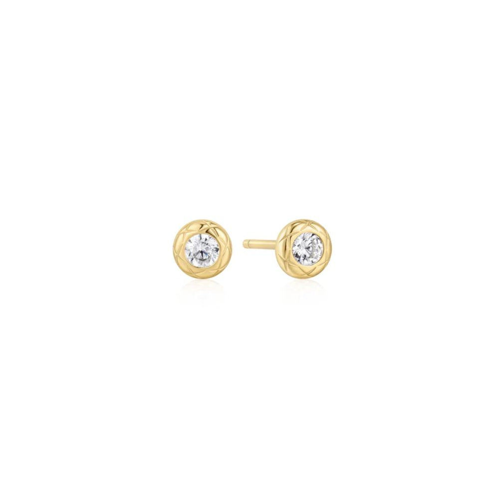 Textured Bezel-Set Stud Earrings
