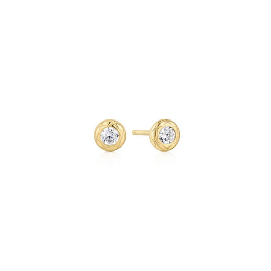 Textured Bezel-Set Stud Earrings