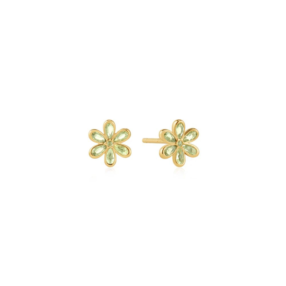 Mint Green Floral Stud Earrings