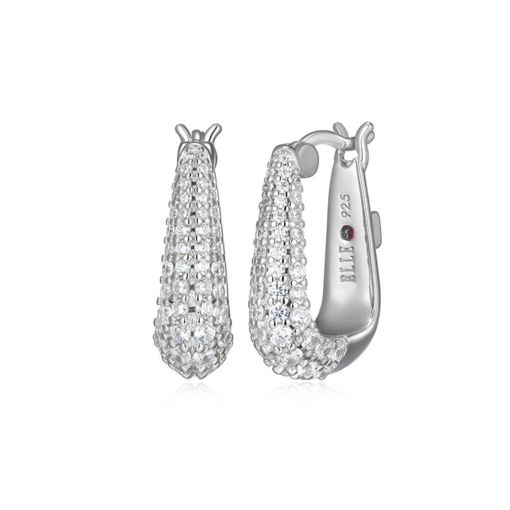 Citadel Rectangular Hoop CZ Earrings
