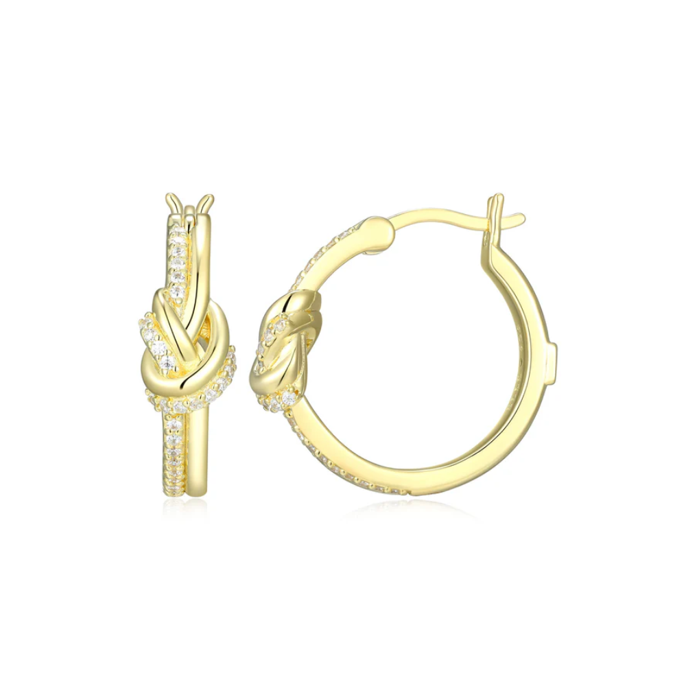 Unity Knot CZ Hoop Earrings