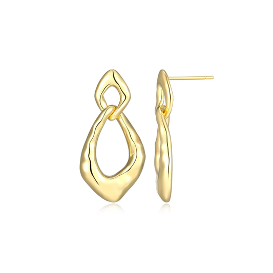 Celeste Open Hammered Drop Stud Earrings