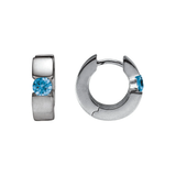 Sterling Silver Wide Hoop with Swiss Blue Topaz Earring