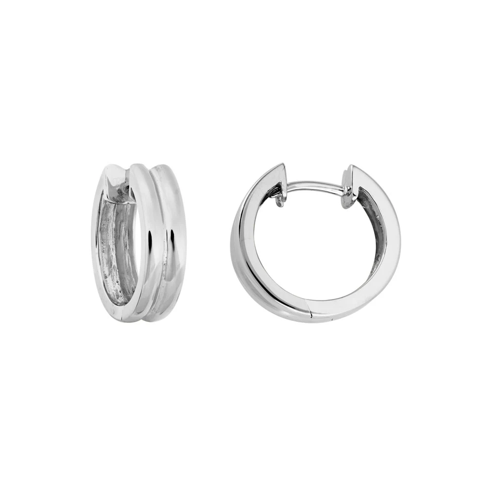 Sterling Silver Wide Hingled Hoop Huggie Earring