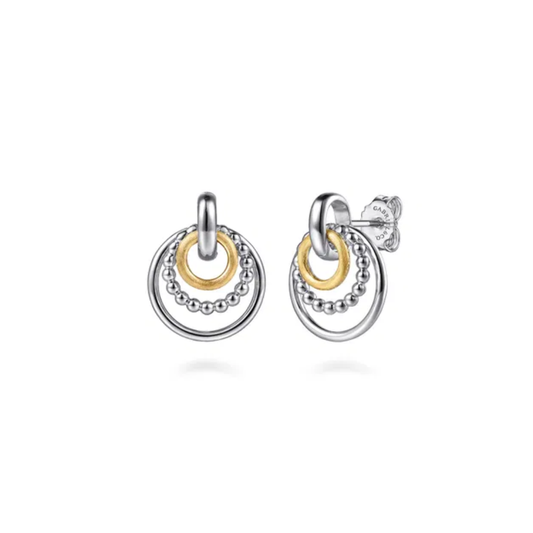 Sterling Silver & 14K Multi Circle Bujukan Stud Earrings