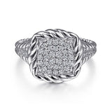 White Sapphire Pavé Signet Ring