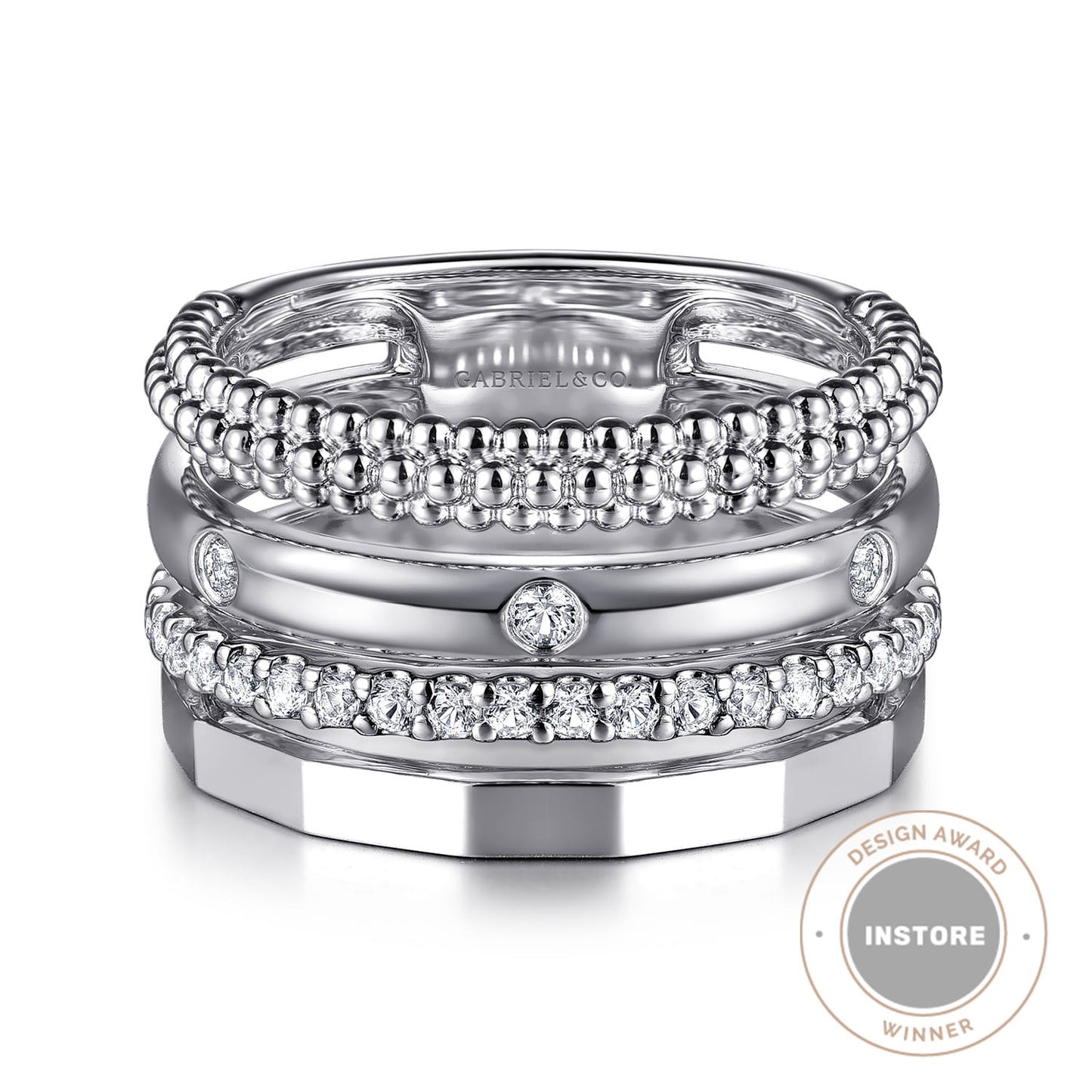 Sterling Silver White Sapphire Bujukan Easy Stackable Band