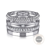 Sterling Silver White Sapphire Bujukan Easy Stackable Band