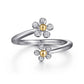 Sterling Silver & 14K Yellow Gold Diamond Flower Bypass Ring