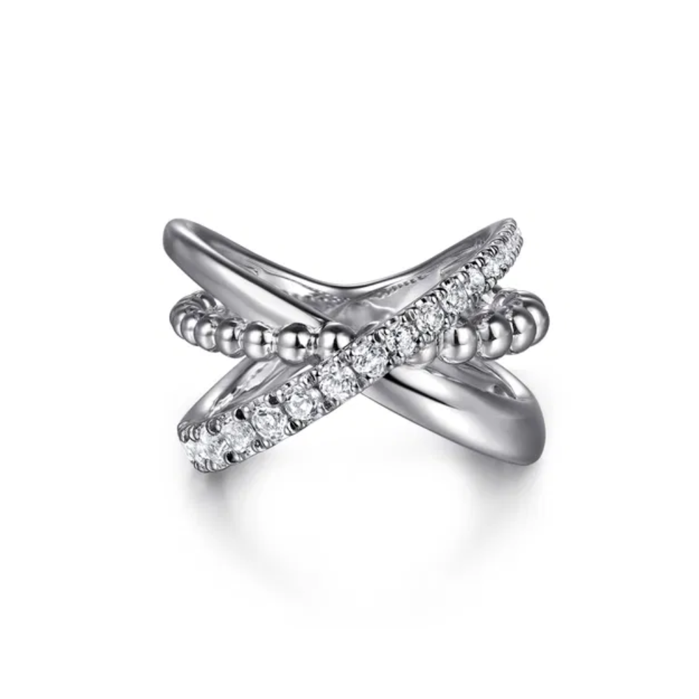 Sterling Silver White Sapphire Criss Cross Bujukan Ring