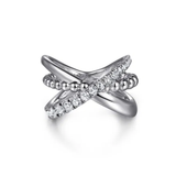 Sterling Silver White Sapphire Criss Cross Bujukan Ring