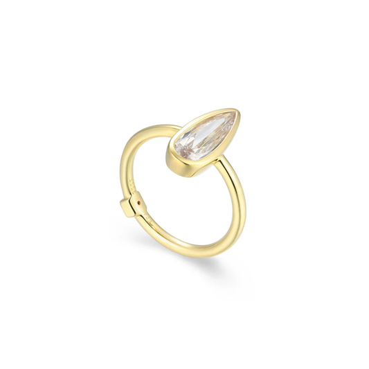 Lustre Pear Shape CZ Bezel Ring