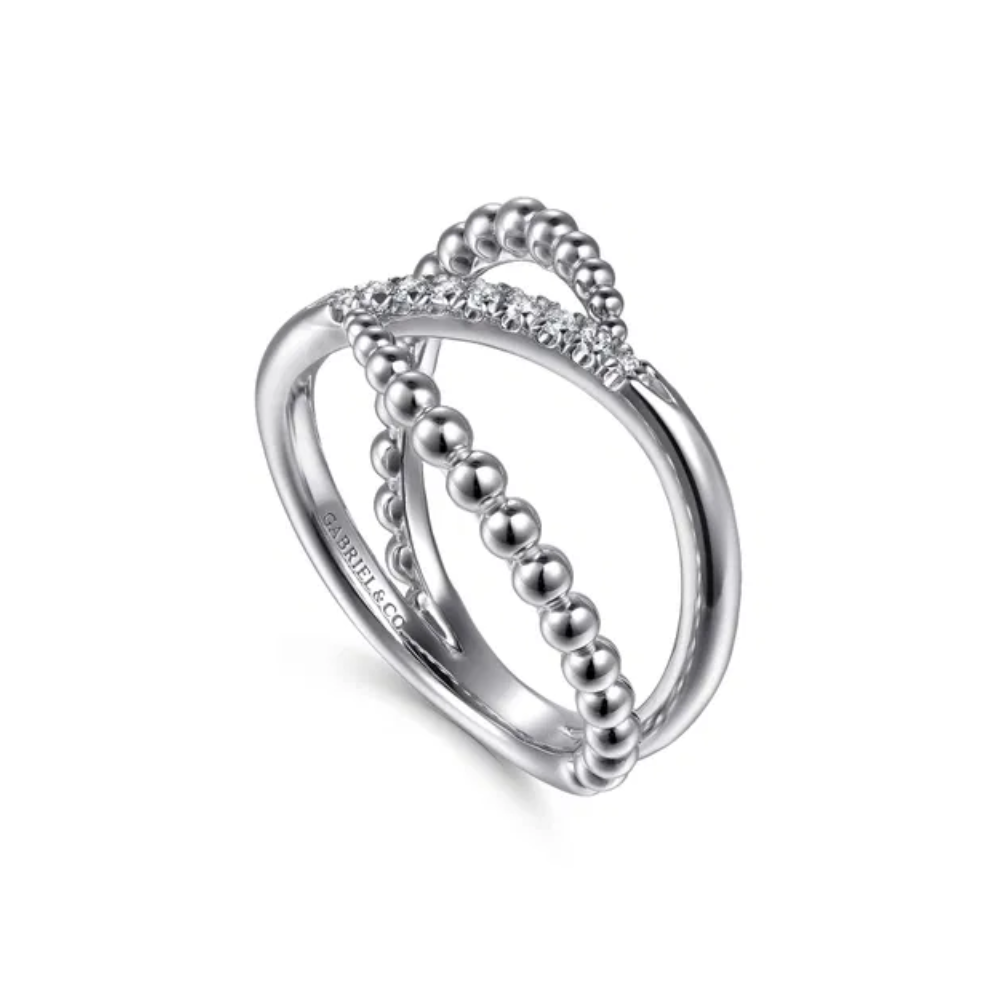 Sterling Silver & White Sapphire Bujukan Wide Band