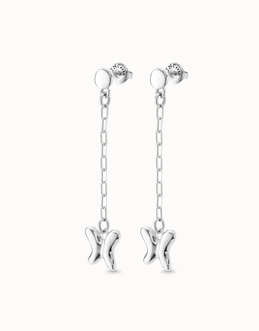 UNOde50 Silver Butterfly Drop Earrings