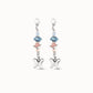 UNOde50 Silver Drop Earrings with Blue & Pink Stones