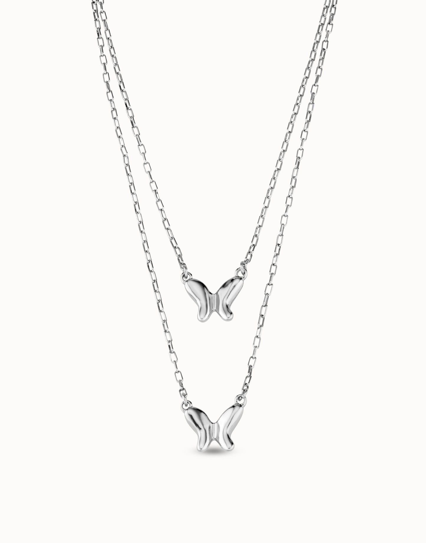 UNOde50 Silver Double Butterfly Necklace