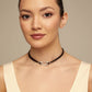 UNOde50 Leather Choker Necklace with Silver Bar and Stone
