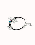 UnoDe50 Leather Dragon Fly Bracelet with Colored Beads