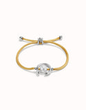 UnoDe50 Tan String with Silver & Pearl Bracelet