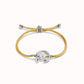 Tan String with Silver & Pearl Bracelet
