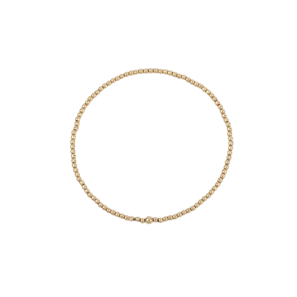 2MM 14K Gold Filled Shine Bright Beaded Bracelet - 7"