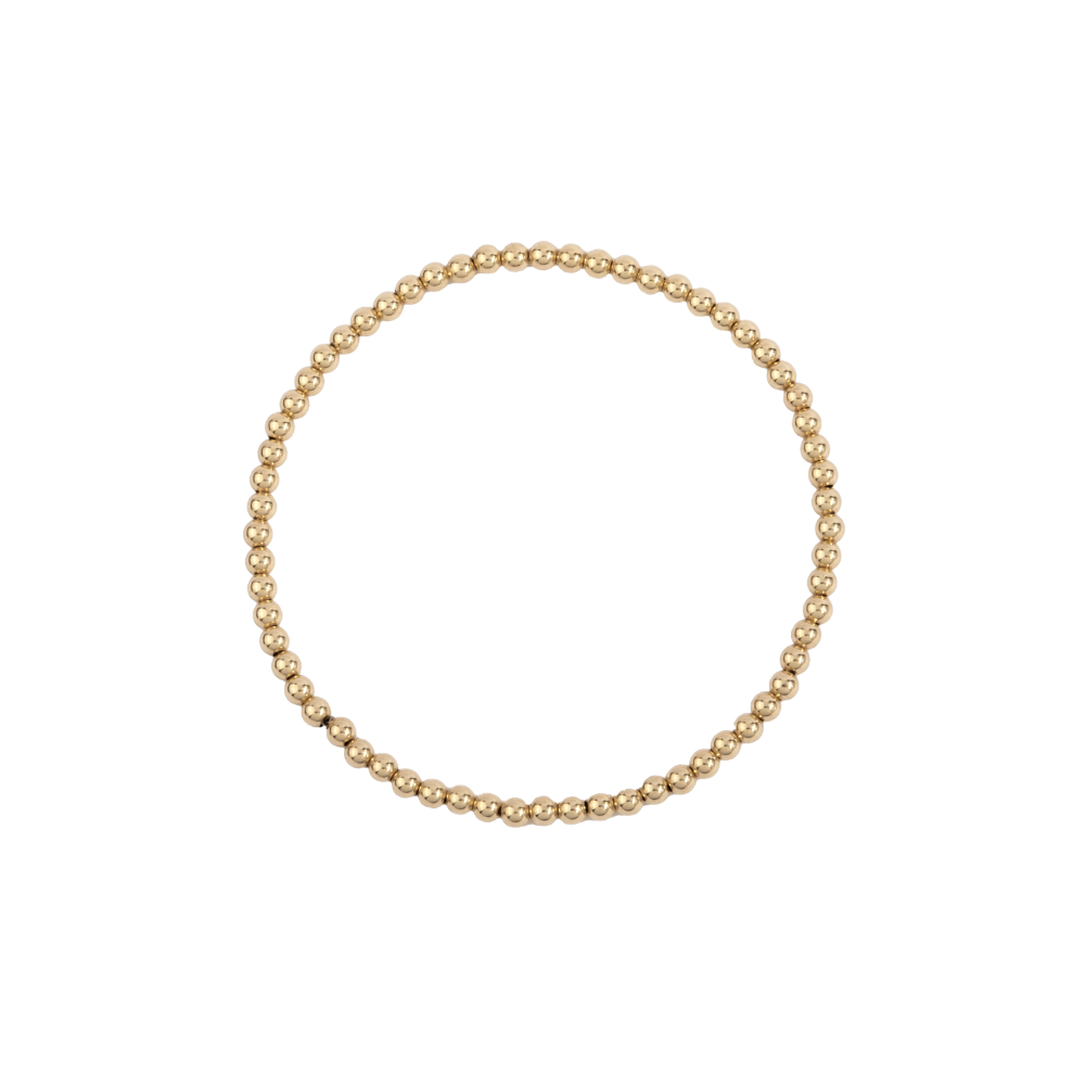 3MM 14K Gold Filled Shine Bright Beaded Bracelet - 7"