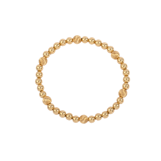 14K Gold Filled Twisted Shine Bright Remix Bead Bracelet - 5MM & 6MM - 7"
