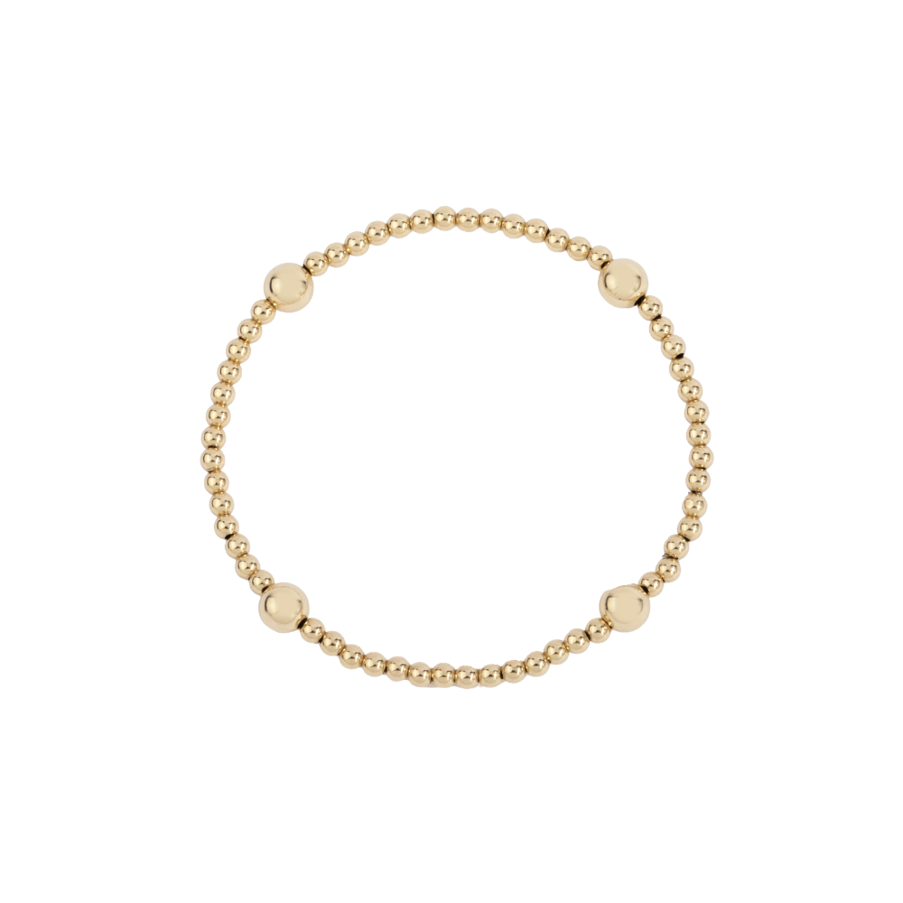 14K Gold Filled Shine Bright Remix Bead Bracelet - 3MM & 6MM - 7"