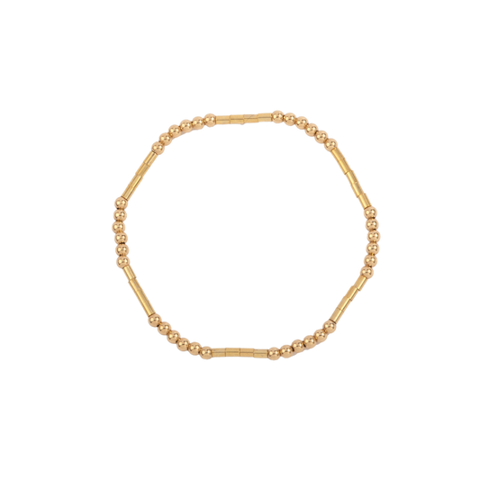 14K Gold Filled Tube Shine Bright Remix Bead Bracelet - 3MM - 7"