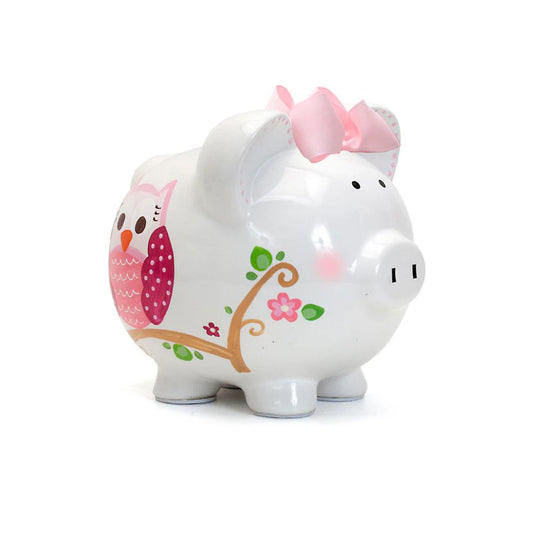 Pink Dotted Owl Piggy Bank