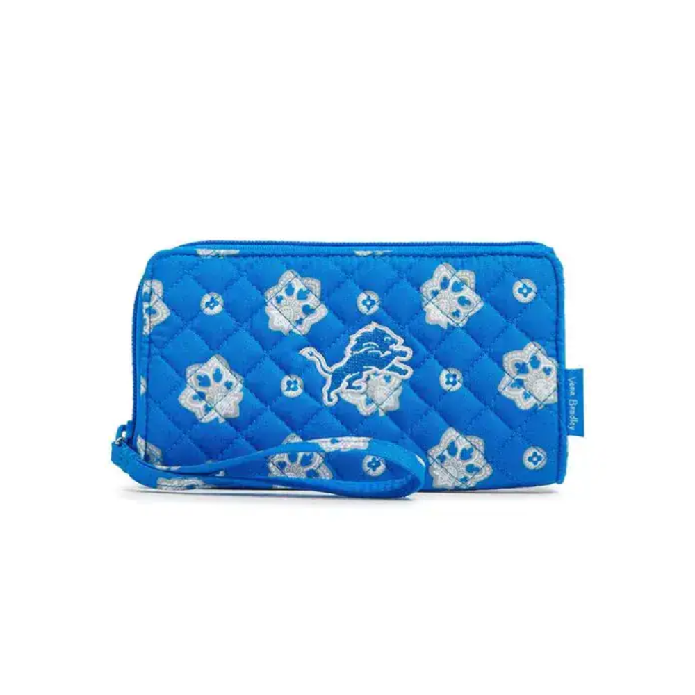 Detroit Lions RFID Front Zip Wristlet Medium Blue/Grey Bandana