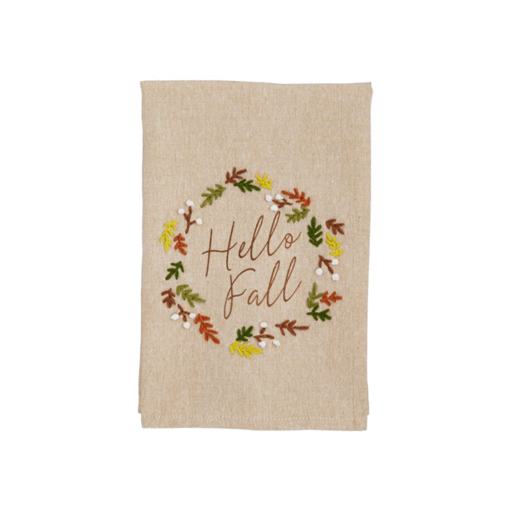 Hello Fall French Knot Towel