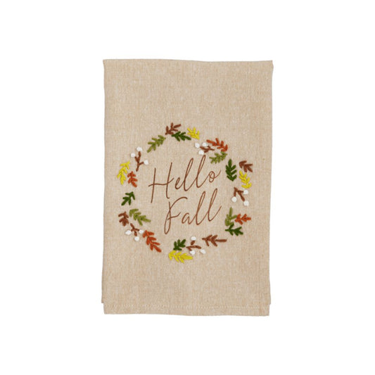 Hello Fall French Knot Towel