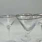 Triangular Martini Glasses - Clear w/Platinum Rim