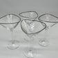 Triangular Martini Glasses - Clear w/Platinum Rim
