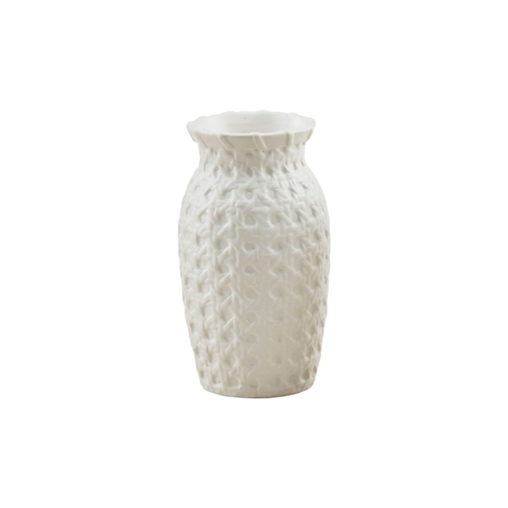 Cane Woven Stoneware Bud Vase